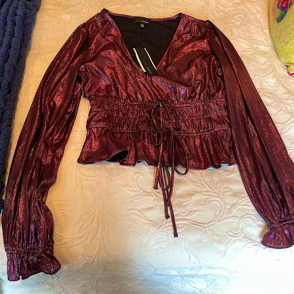 Hot metallic pink/purple blouse! Perfect for a night out!